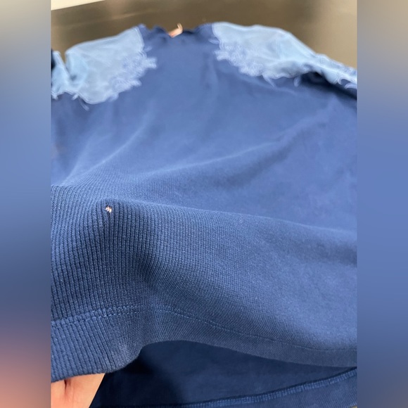 Free People Daniella Embroidered Blue Top Sz Medium - Picture 15 of 16